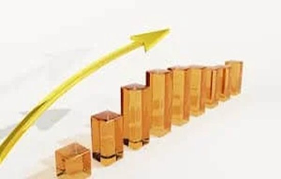 Gold bars, symbolizing an attract wealth mindset, are arranged in ascending order with a yellow upward arrow above them, denoting growth or increase.