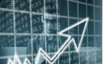 A person is looking at a large graph with an upward arrow overlay on a background of stock market numbers. Human Nature