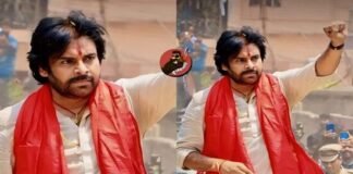 Pawan Kalyan, in a red outfit, is seen leading a gathering. Text reads: "Janasena Chief Pawan Kalyan leading with 4300+ votes in Pithapuram.