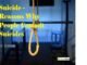 A rope noose hangs in focus against a blurred background. Text over the image reads, "Suicide - Reasons Why People Commit Suicides.