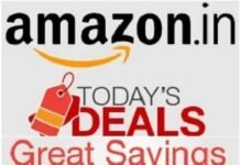 Amazon India graphic featuring "Today's Deals" and "Great Savings" text, highlighted by a red price tag icon.