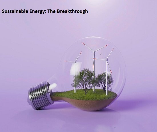 A light bulb encapsulates a miniature landscape with wind turbines and trees, beautifully symbolizing the promise of sustainable energy.